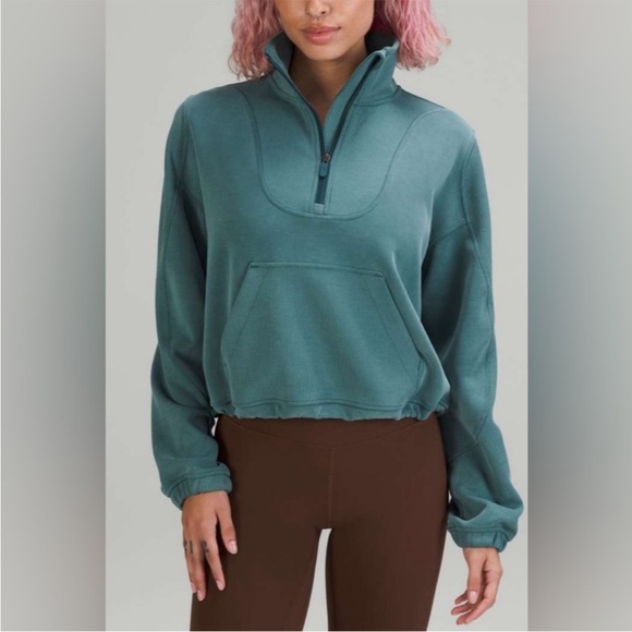 lululemon athletica Tops - NWOT Lululemon Brushed Softstreme Ribbed Half Zip | Green Jasper | Size: 10
